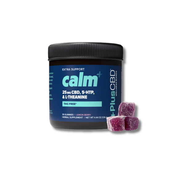+PlusCBD Extra Support Calm 25mg CBD, 5-HTP, L-Theanine Lemon Berry - 30 gummies