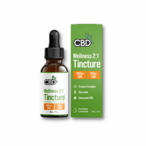CBDFX Wellness 2:1 Tincture 1000mg CBD- 500mg CBG - 1 fl oz