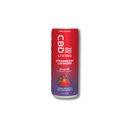 CBD Living Strawberry Lavander Sparkling Water 30mg CBD- 12 fl oz