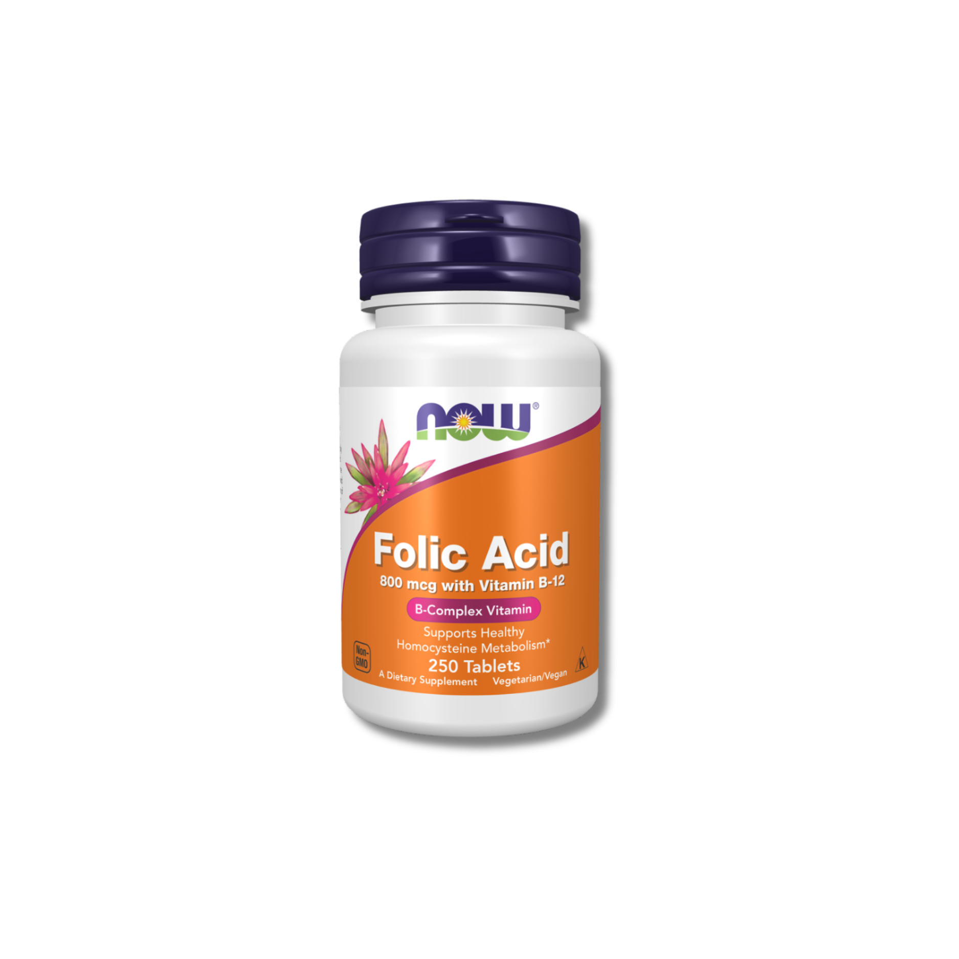 Now Folic Acid 800 mcg with Vitamin B 12 Tablets 250 tabs