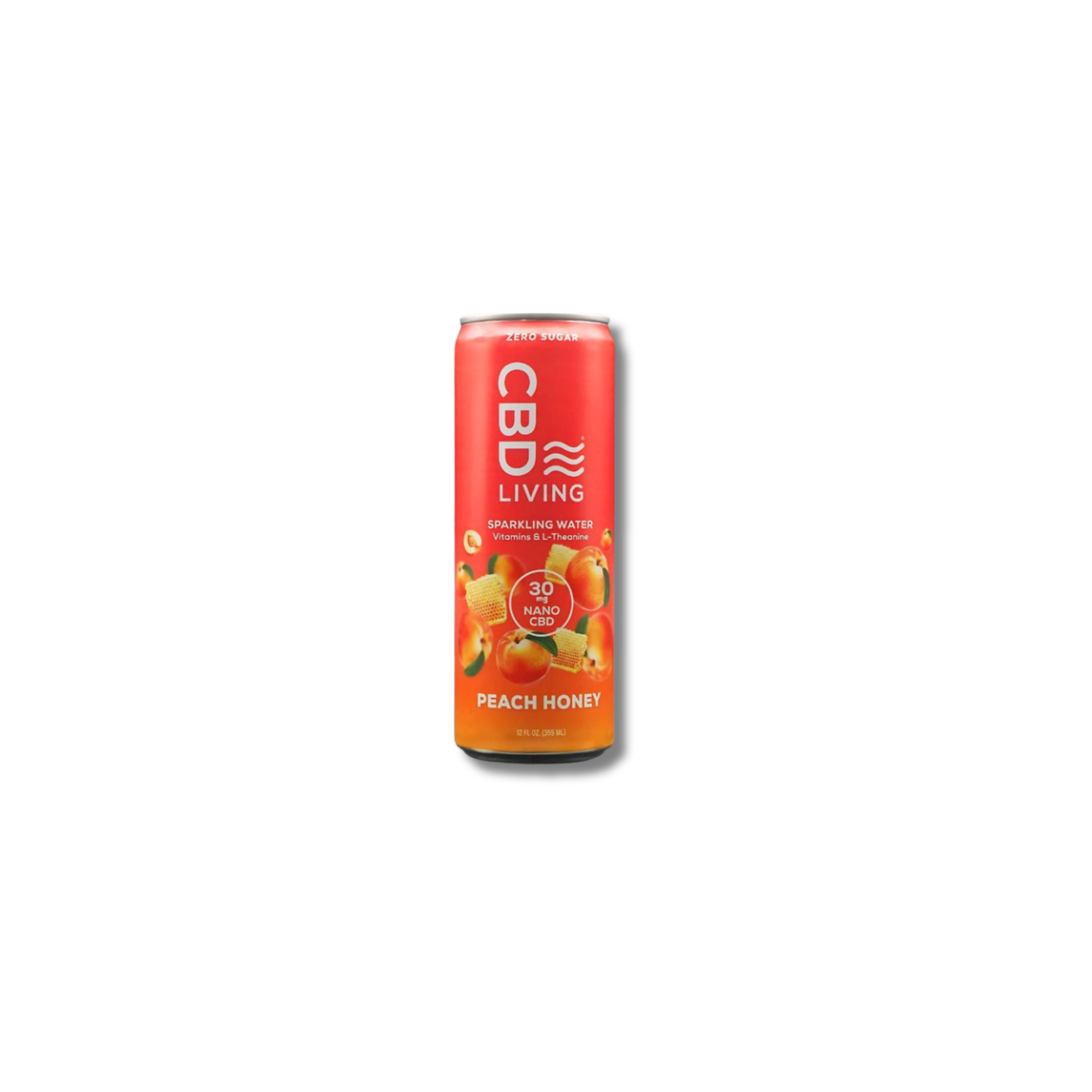 CBD Living Peach Honey Sparkling Water 30mg CBD 12 fl oz